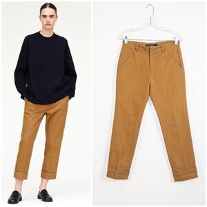 Sofie D'Hoore Women's Trouser Pants Ankle cuff Khaki brown 34IT 28waist